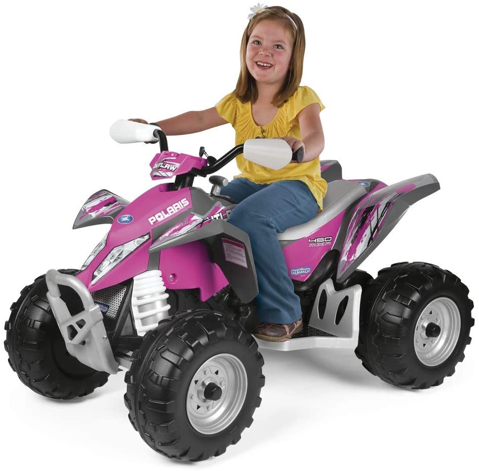 Polaris Outlaw Power wheel (12V Battery Powered Electric ATV with High / Low-Speed. Comes with 2 colors: Pink and Citrus)