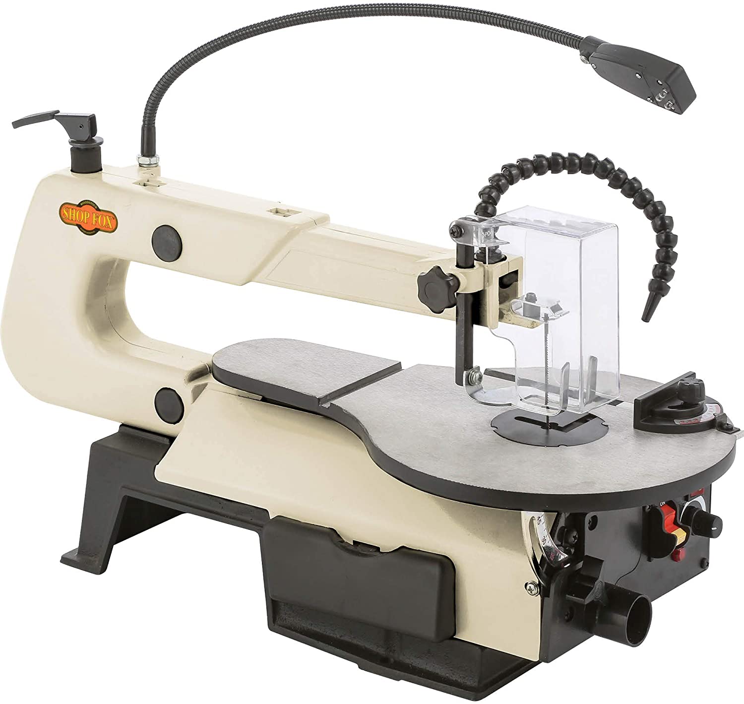 Shop Fox W1872 16" VS Scroll Saw with Foot Switch, LED, Miter Gauge, Rotary Shaft